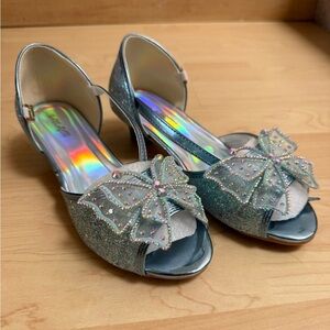 Girls' Sparkly Blue Dress Shoes with Butterfly Accent, New in Box, Size 36